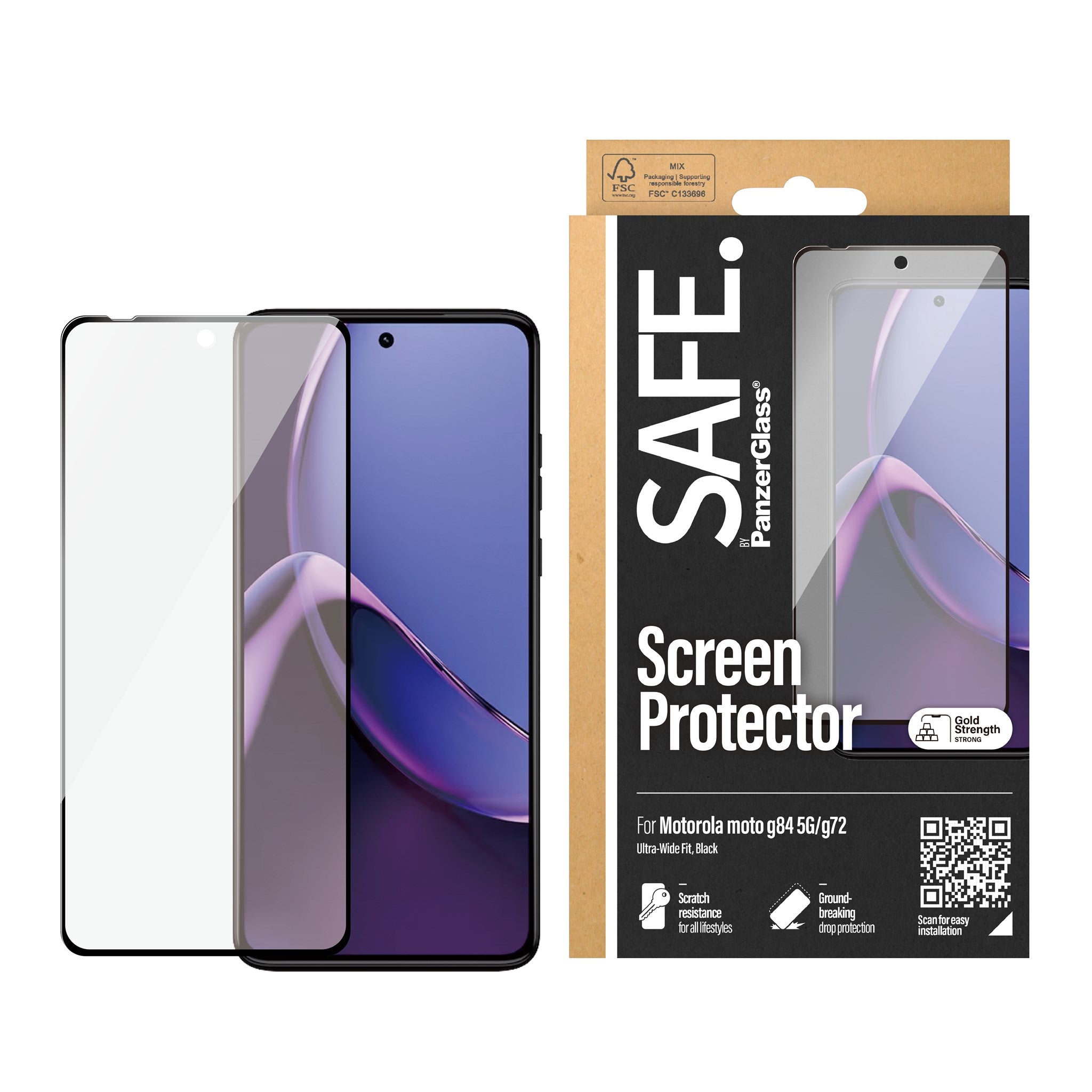 SAFE. by PanzerGlass® Displayschutz Motorola G84 5G | G72 | Ultra-Wide Fit